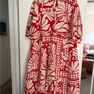 H&M Red and White Floral Maxi Dress